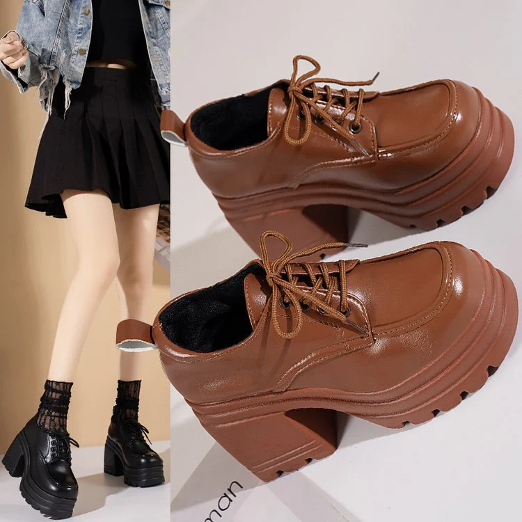 Damen Plateauschuh im angesagten Retro-Stil mit hohem Blockabsatz und robustem Profil R&B - Image 4