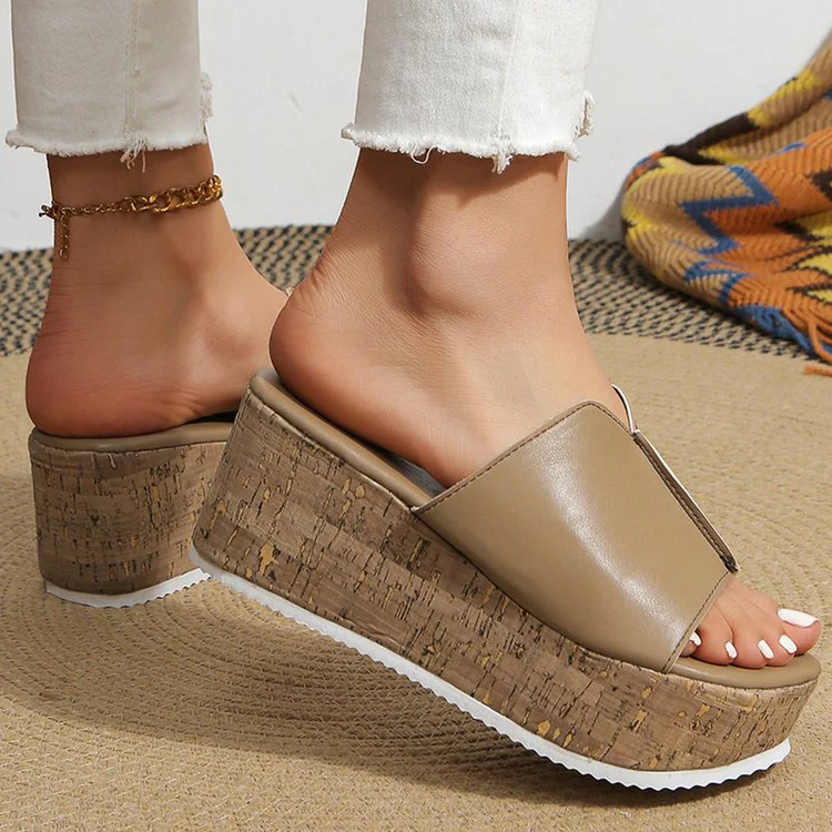 Damen-Platform-Sandalen mit verstellbarem Riemen und Korksohle R&B - Image 8