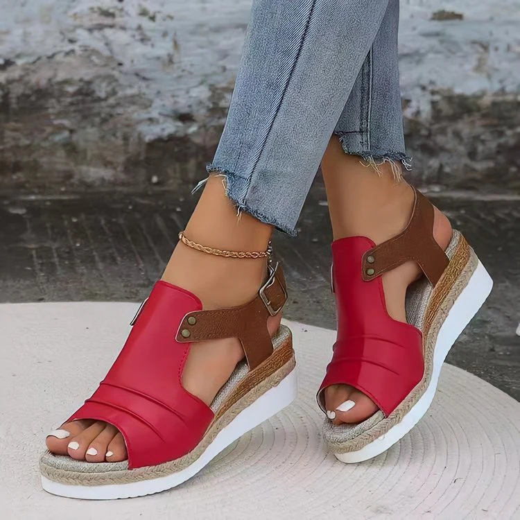 Damen Plattform-Sandalen mit breiten Riemen und elastischen Einsätzen Heidi-Mode - Image 4