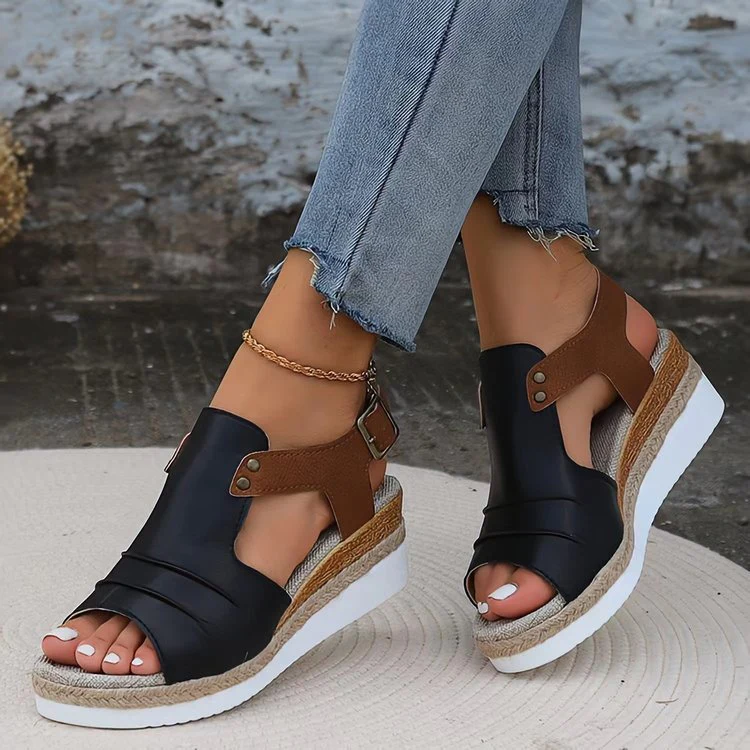Damen Plattform-Sandalen mit breiten Riemen und elastischen Einsätzen Heidi-Mode - Image 7