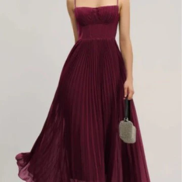 Damen Plissiertes Maxikleid mit Bustier-Oberteil und schwingendem Rock R&B - Image 5