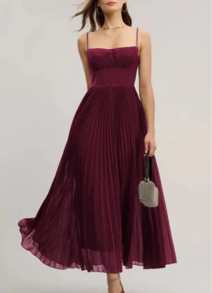 Damen Plissiertes Maxikleid mit Bustier-Oberteil und schwingendem Rock R&B - Image 6