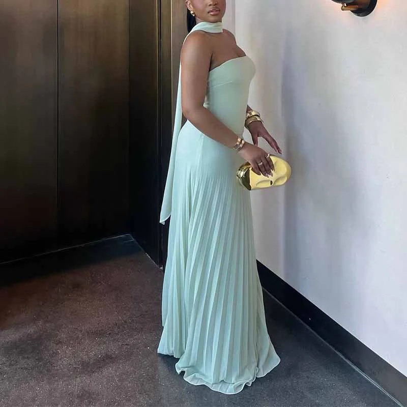 Damen Plissiertes Maxikleid mit elegantem Schulterband und figurschmeichelndem Schnitt R&B - Image 2
