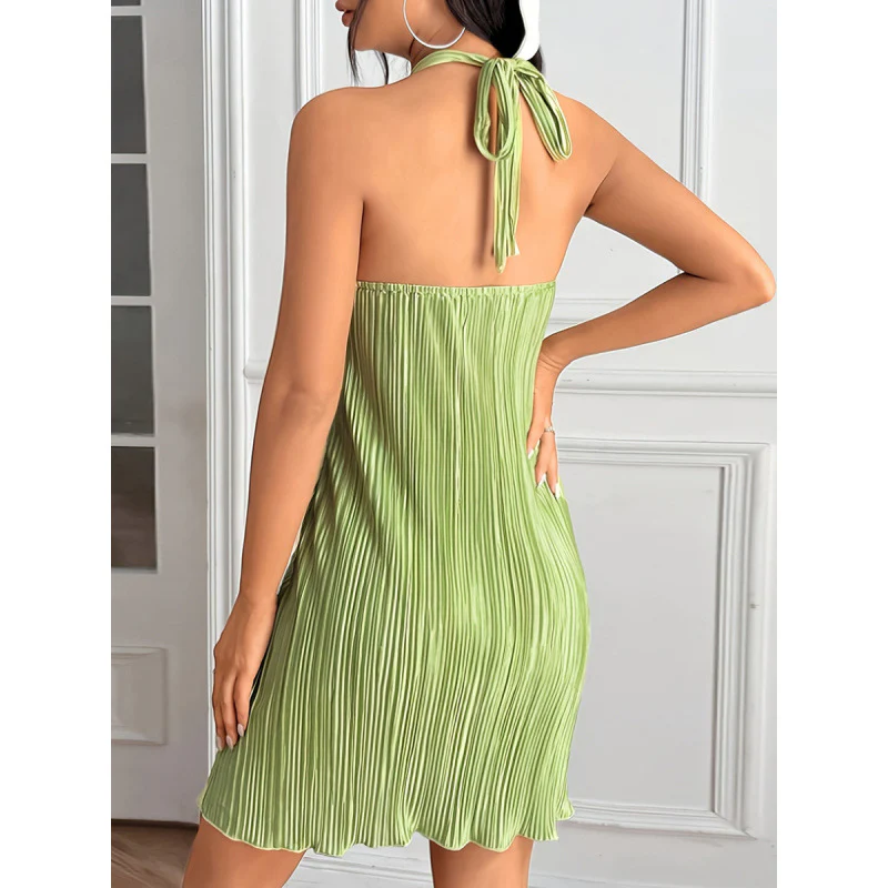 Damen Plissiertes Sommerkleid mit Neckholder und fließendem Schnitt R&B - Image 5