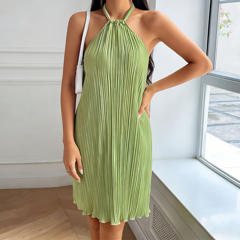 Damen Plissiertes Sommerkleid mit Neckholder und fließendem Schnitt R&B - Image 6