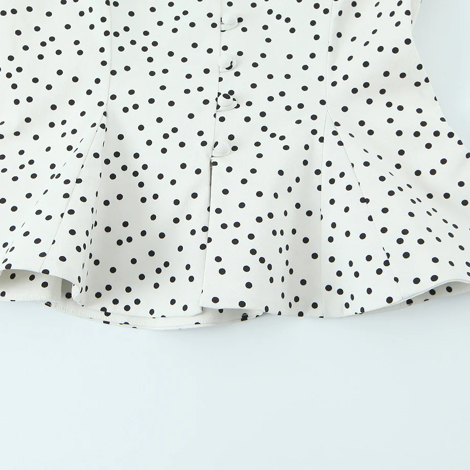 Damen Polka-Dot Tailliertes Oberteil mit eleganter Knopfleiste R&B - Image 4