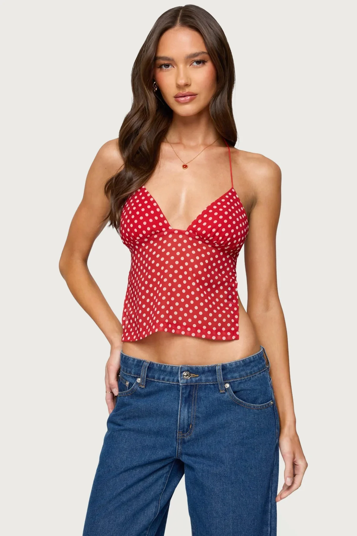Damen Polka Dot Top mit zarten Trägern und figurbetontem Schnitt R&B - Image 6