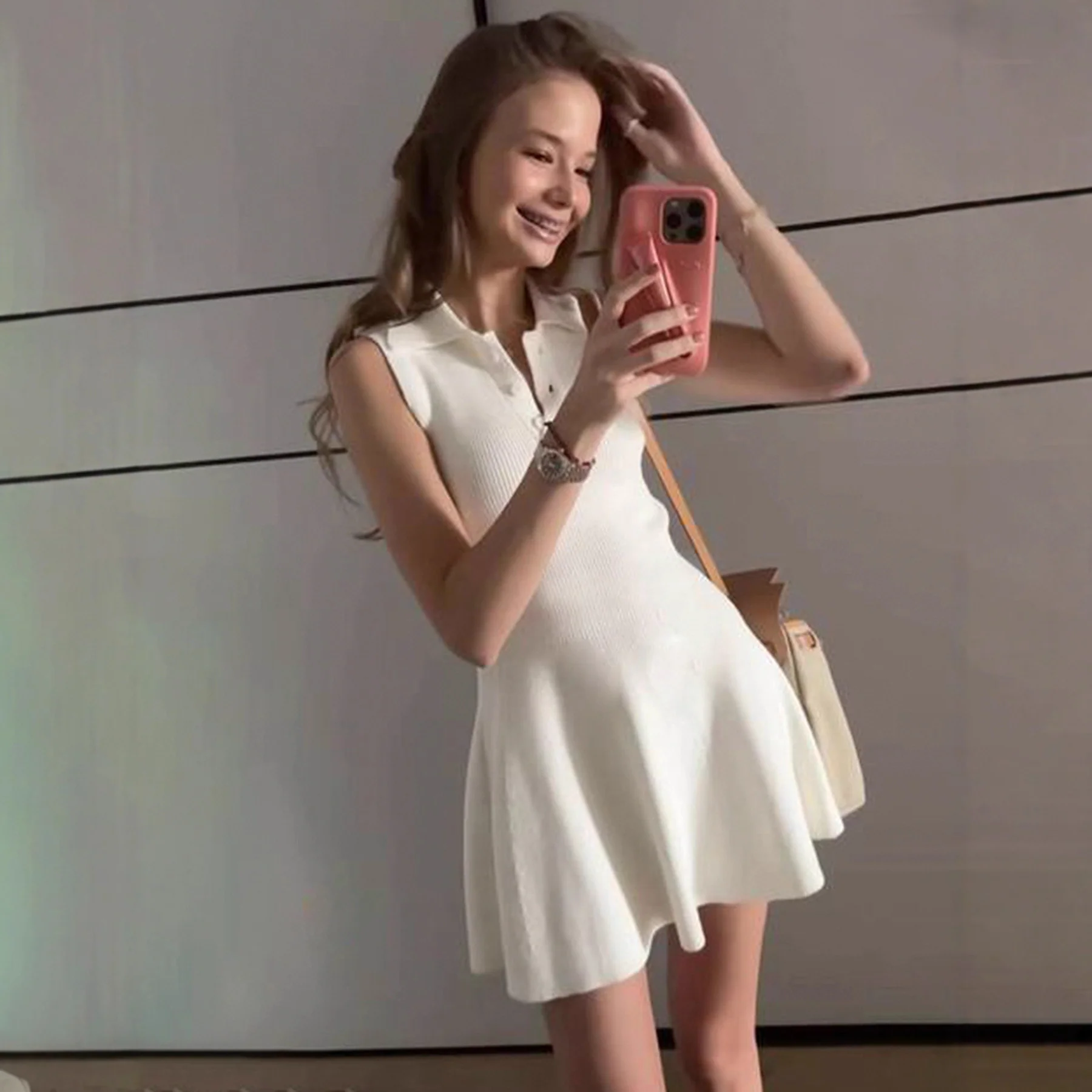 Damen Polo-Kleid mit asymmetrischem Rock und Kragen Heidi-Mode - Image 2