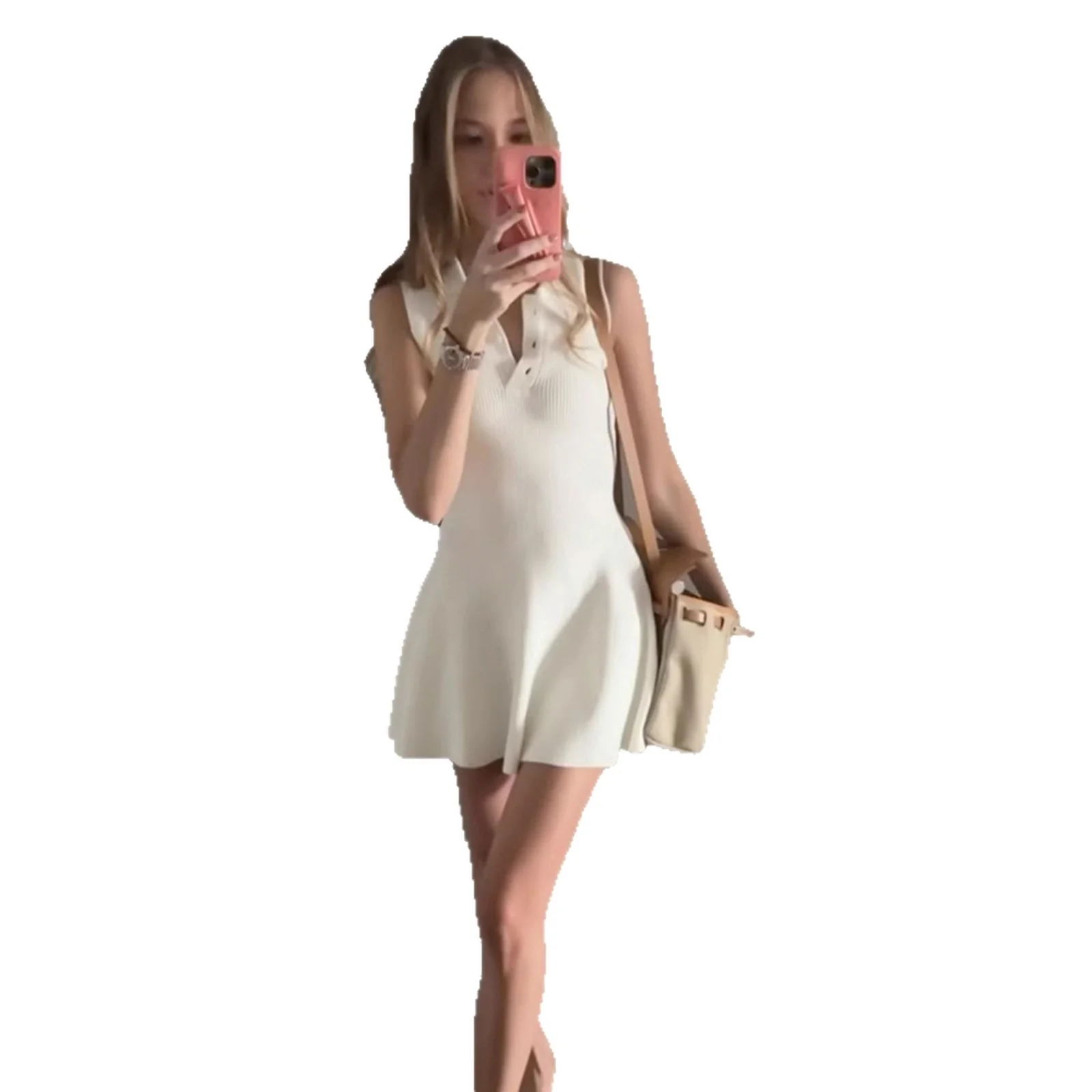 Damen Polo-Kleid mit asymmetrischem Rock und Kragen Heidi-Mode - Image 5