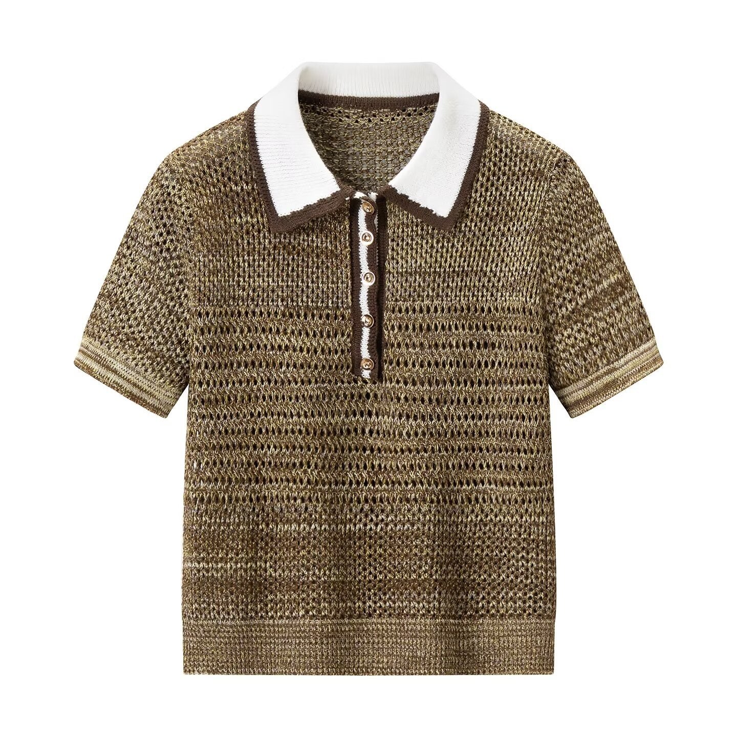 Damen Polo-Shirt mit dekorativem Strickmuster und klassischem Kragen R&B - Image 6