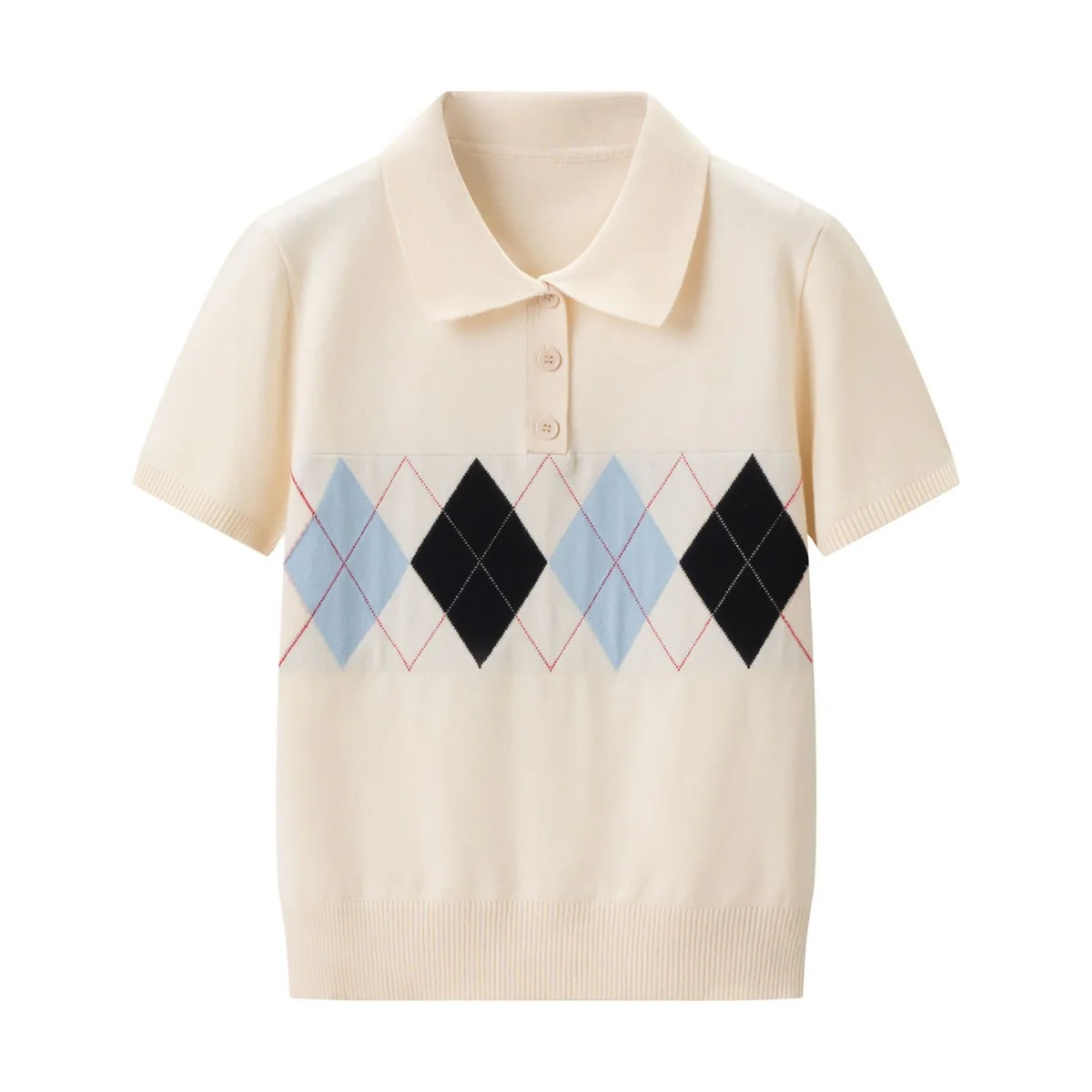 Damen Poloshirt mit modernem Rautenmuster und feinem Baumwollstoff R&B - Image 7
