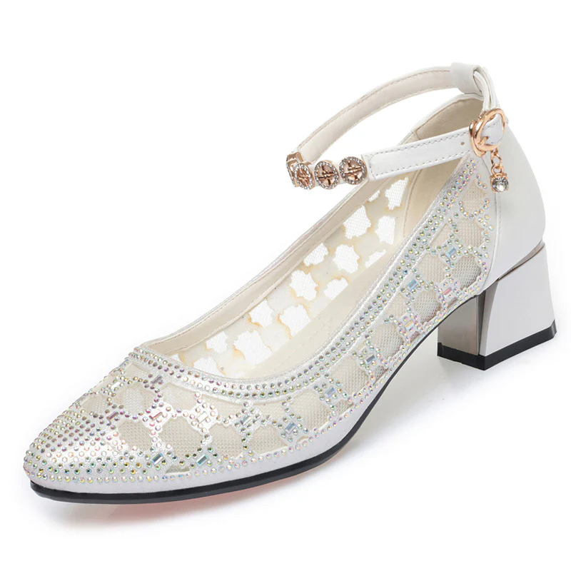 Damen Pump-Sandalen mit dekorativem Riemchen und funkelnden Strassdetails R&B - Image 10