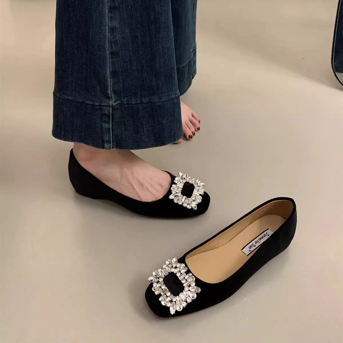Damen raffinierte Ballerinas mit funkelndem Schmuckdetail und flexiblem Fußbett R&B - Image 4