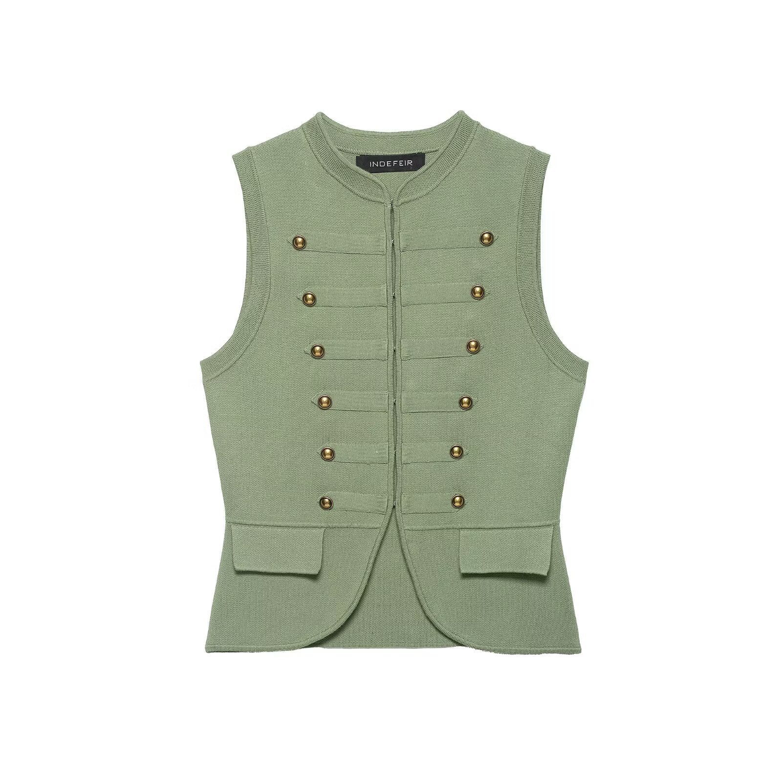 Damen raffinierte Utility-Weste im Militärstil mit Knopfdetails R&B