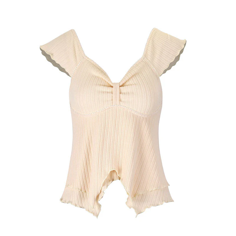 Damen Raffung Top mit Kunstlederbesatz und elastischem Schnitt R&B - Image 6