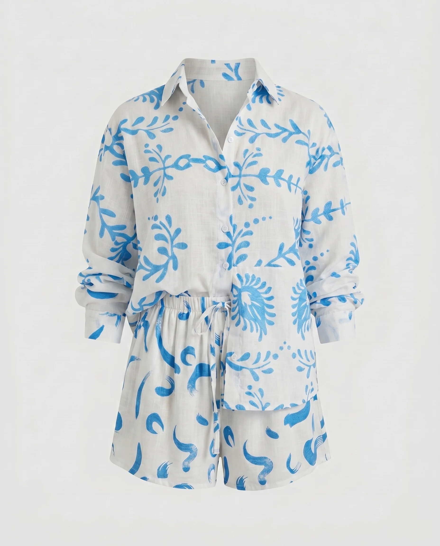 Damen Relaxed Fit Leinenanzug mit Blockdruck - Image 6