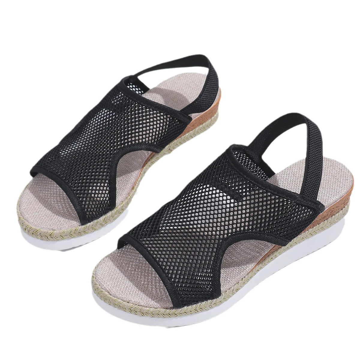 Damen Riemchen-Sandalen mit atmungsaktivem Netzmaterial und komfortabler Plateau-Sohle R&B - Image 5