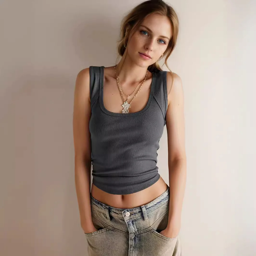 Damen Rippshirt mit schmalen Trägern und figurbetonter Passform R&B - Image 2