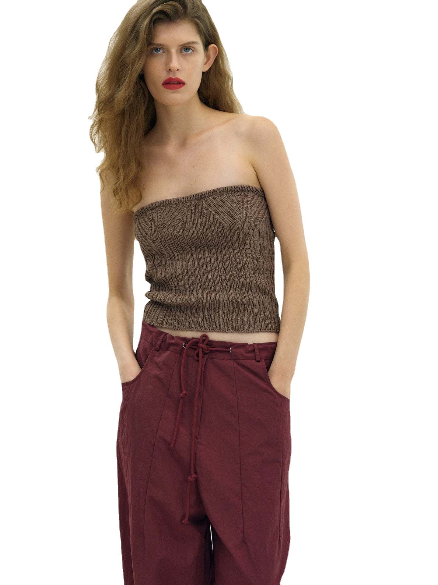 Damen Rippstrick-Bandeau-Top R&B - Image 5