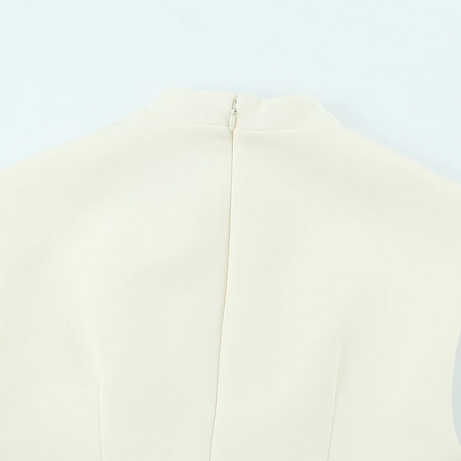Damen ärmelloses Designer-Kleid mit dekorativem Ausschnitt und figurbetontem Schnitt R&B - Image 4