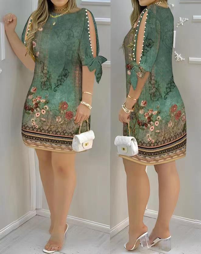 Damen Romantisches Minikleid mit transparenten Ärmeln und verspieltem Blumenmuster R&B - Image 6