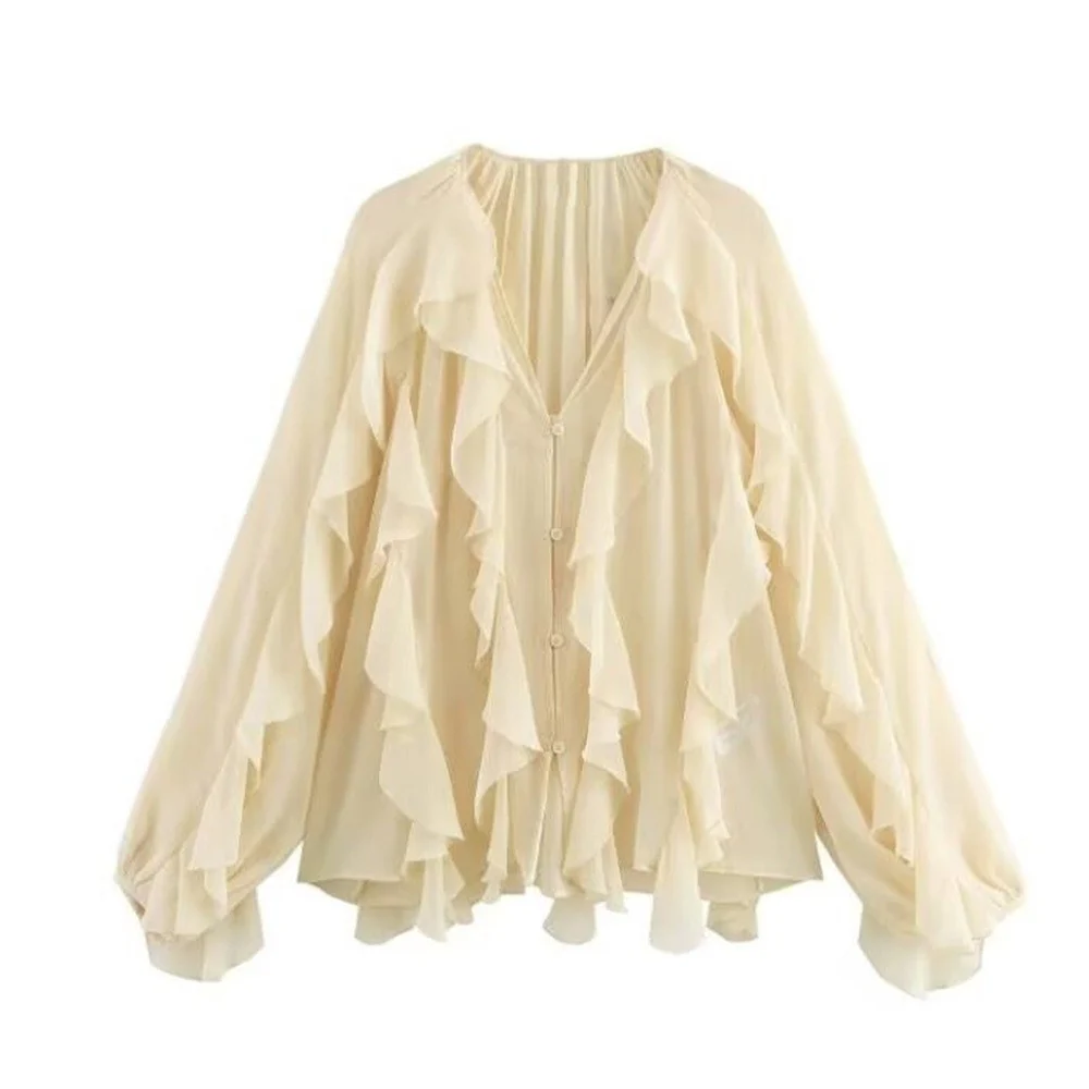 Damen Rüschenbluse mit weitem Schnitt und ballonartigen Ärmeln R&B - Image 7