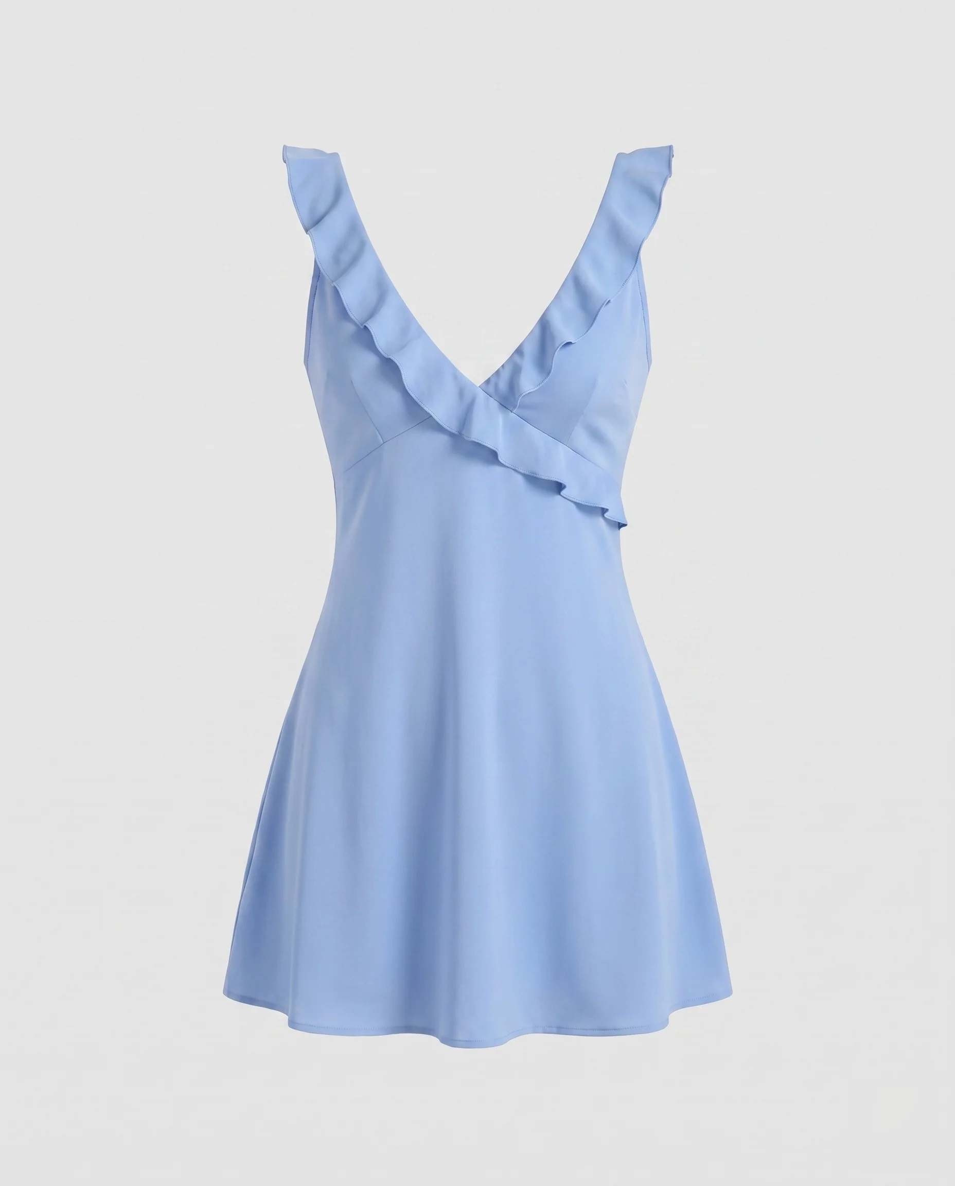 Damen Rüschendes Kleid mit tiefem V-Ausschnitt und fließendem Schnitt R&B - Image 6