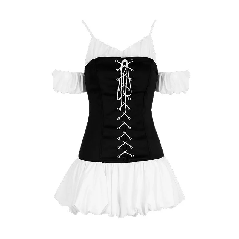 Damen Rüschenkleid mit Schnürung und abnehmbaren Trägern R&B - Image 5
