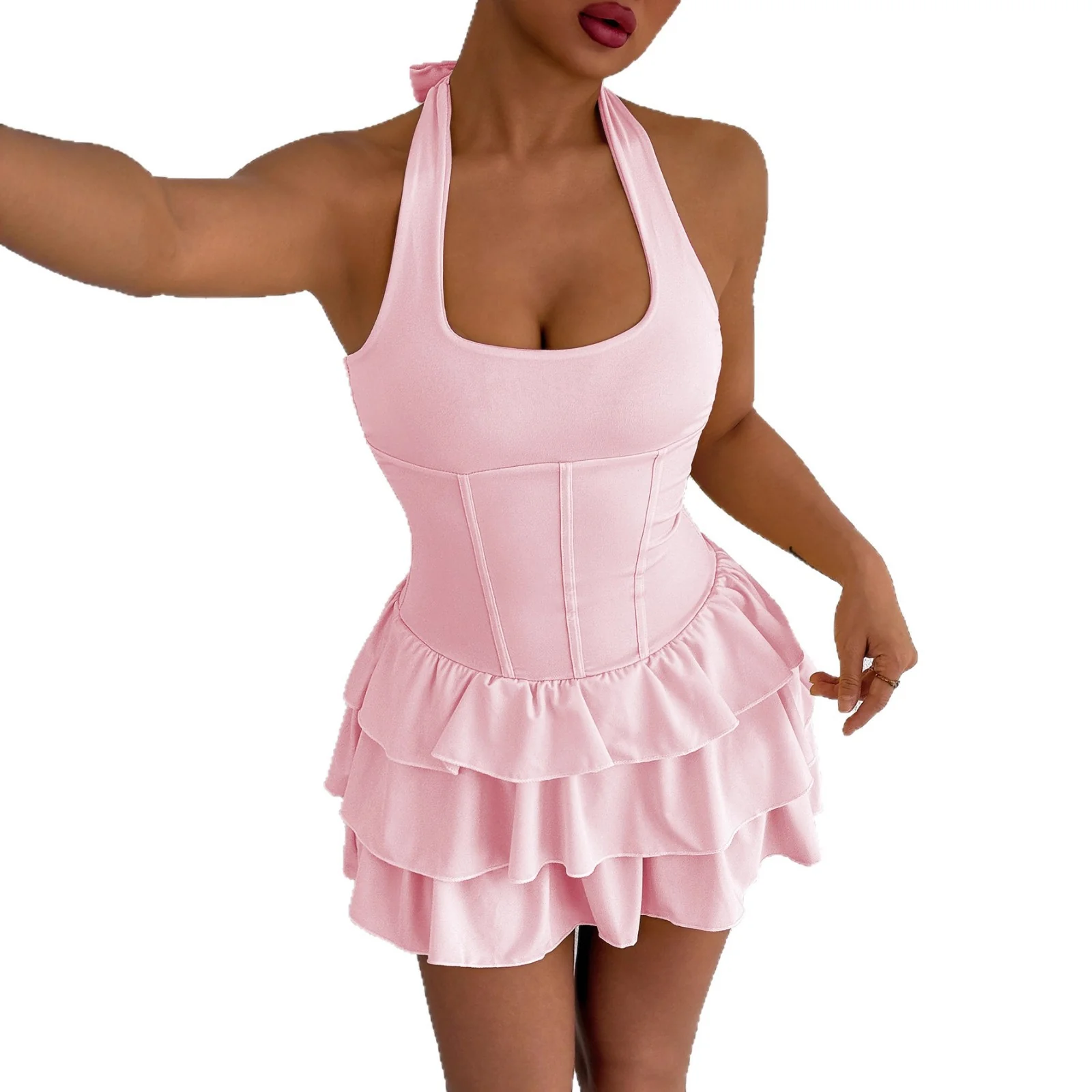 Damen Rüschenkleid mit trägerlosem Design und Figur formendem Schnitt R&B - Image 5