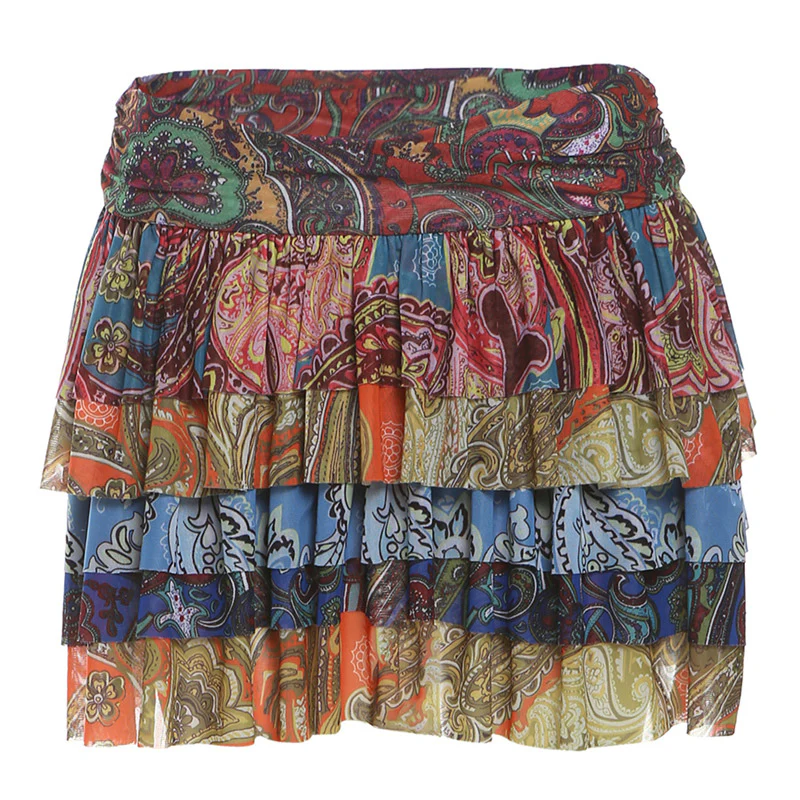 Damen Rüschenrock mit buntem Paisley-Muster und weitem Schnitt R&B - Image 5