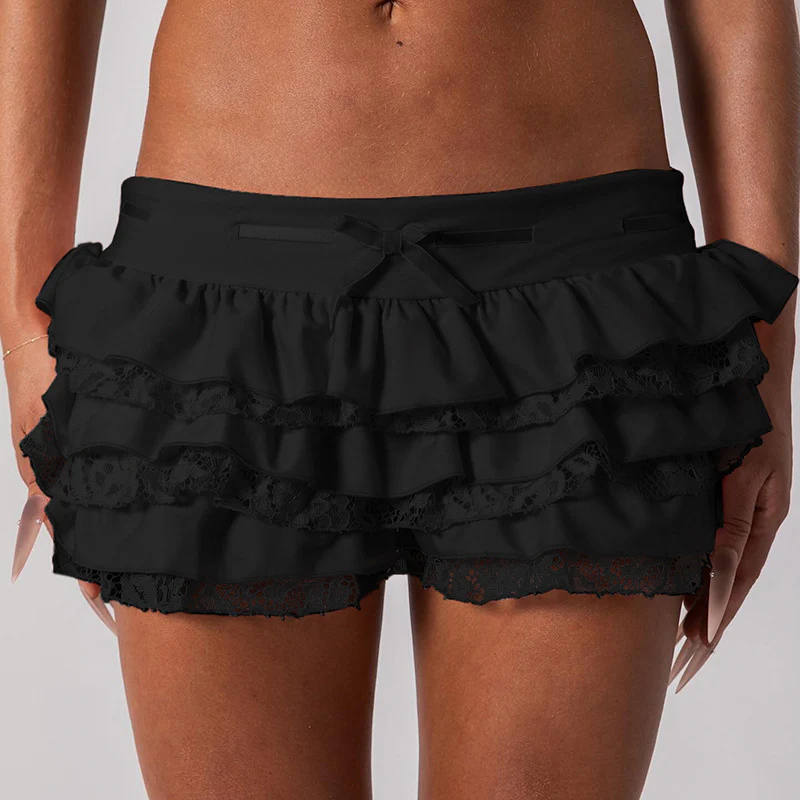 Damen Rüschenrock mit elegantem Satin-Finish und Spitzenbesatz Heidi-Mode - Image 2