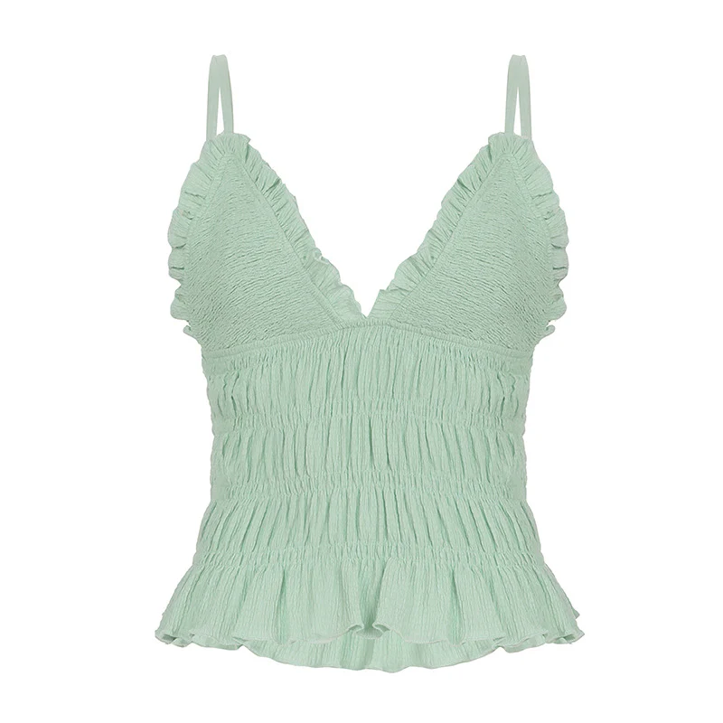 Damen Rüschentop mit V-Ausschnitt und gerafftem Design Heidi-Mode - Image 6