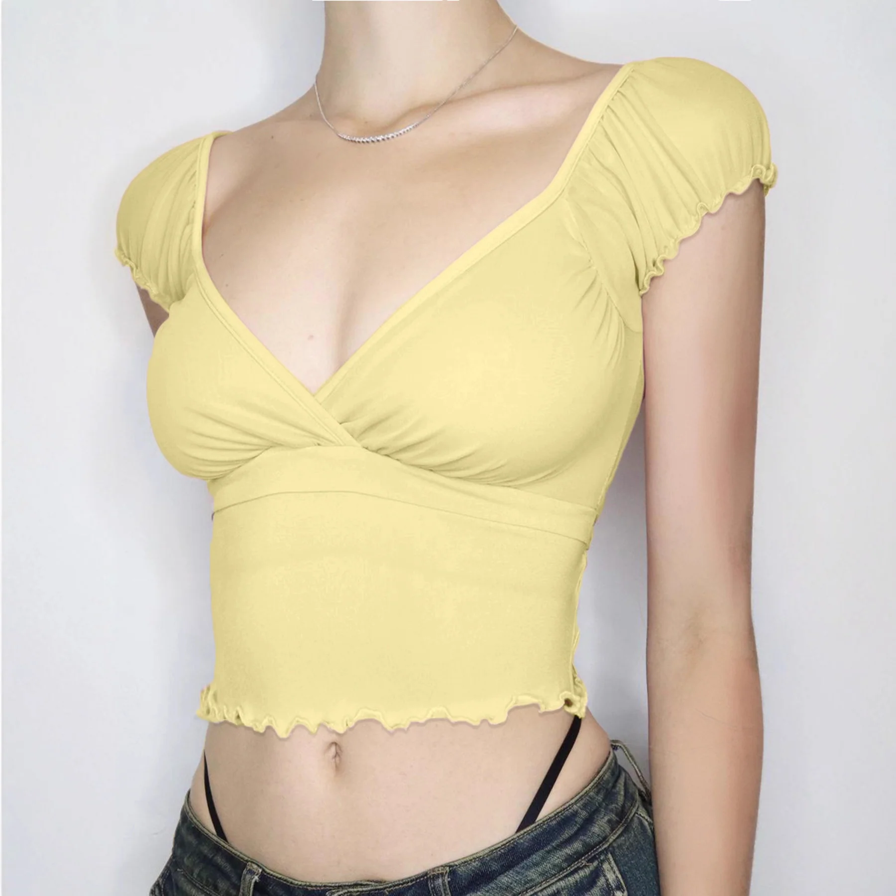 Damen Rüschentop mit weich fließendem Stoff und elegantem V-Ausschnitt R&B - Image 3