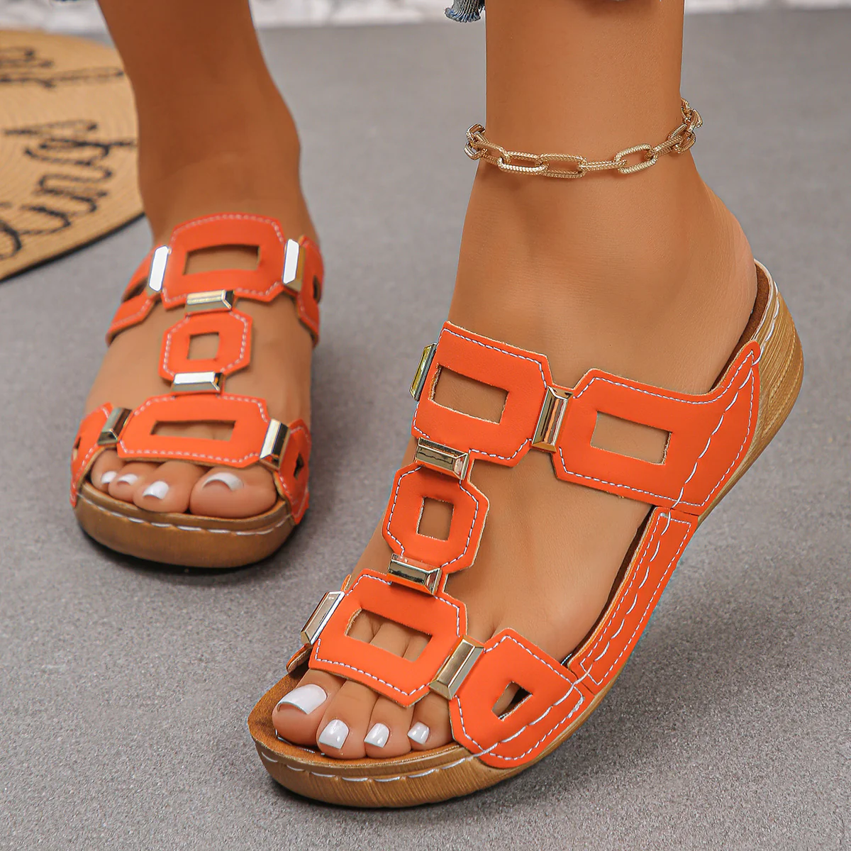 Damen Sandalen mit modischen Zierelementen und bequemem Fußbett R&B - Image 10