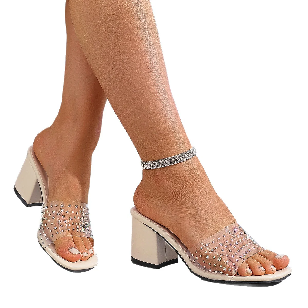 Damen Sandalen mit transparentem Riemchen und funkelnden Strass-Akzenten R&B - Image 5