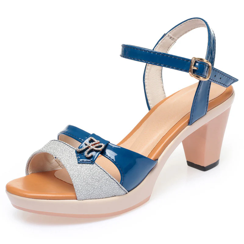 Damen Sandaletten mit funkelndem Strassdetail und elegantem Blockabsatz R&B - Image 5