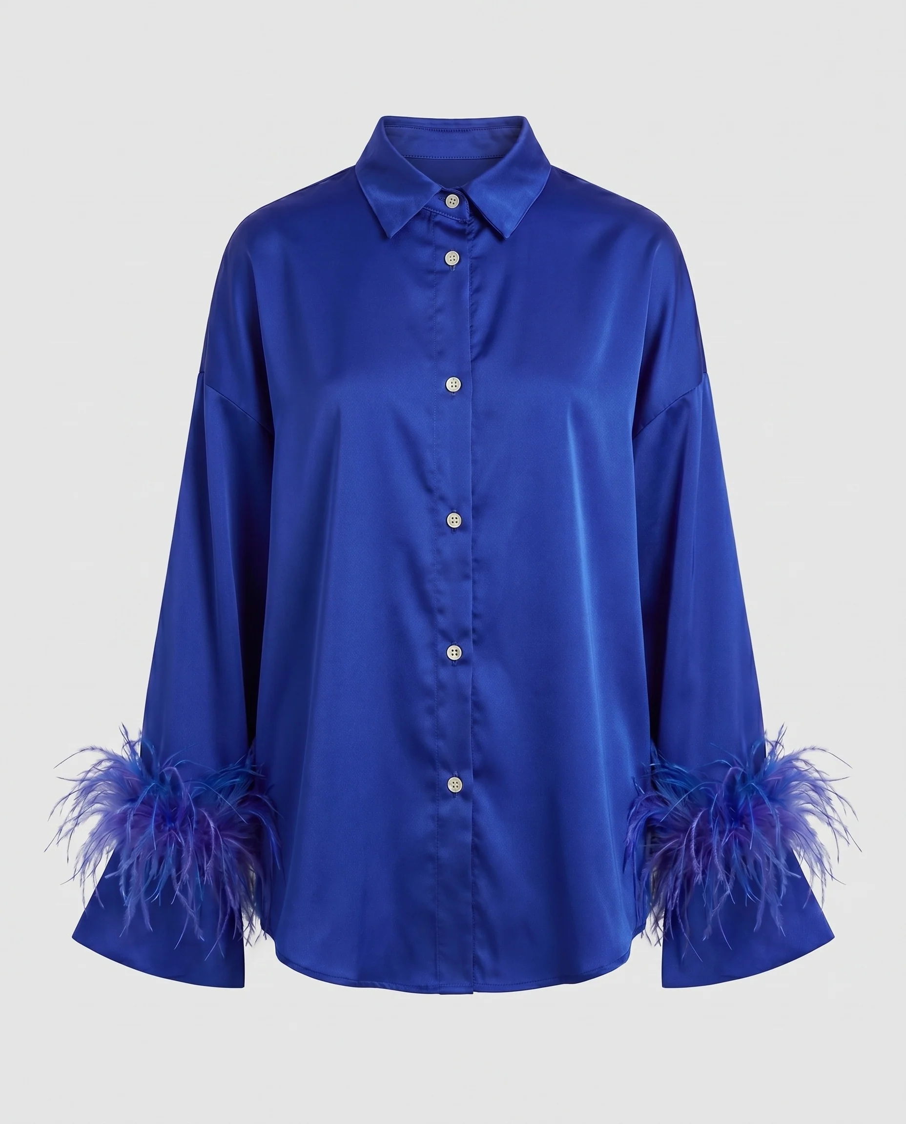 Damen Satin-Bluse mit kunstvollen Federn R&B - Image 7
