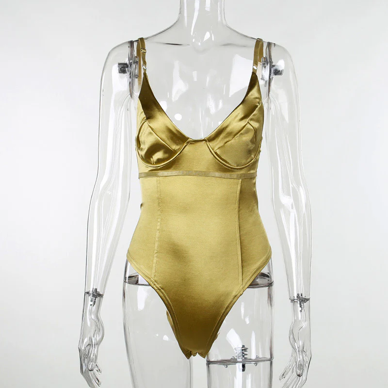 Damen Satin-Bustier-Top mit tiefem V-Ausschnitt und eleganter Passform R&B - Image 9