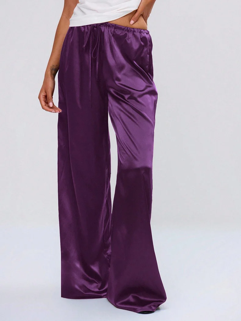 Damen Satin-Hose mit weitem Bein und elastischem Bund R&B - Image 5