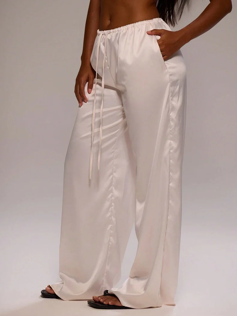 Damen Satin-Hose mit weitem Bein und elastischem Bund R&B - Image 6
