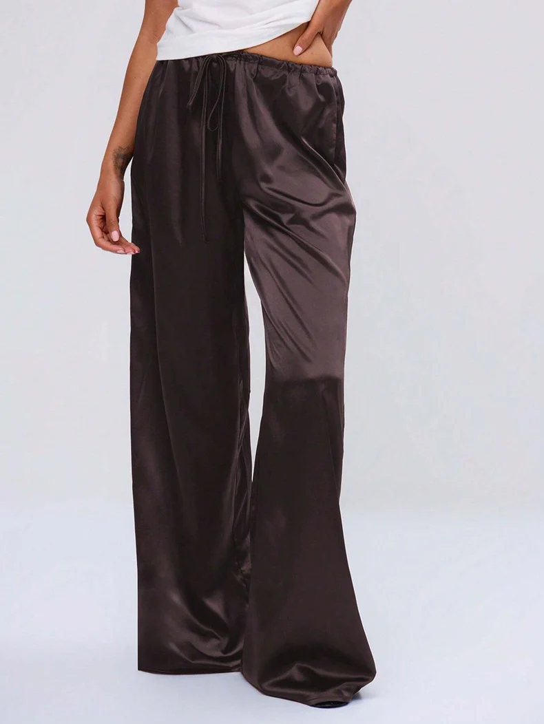 Damen Satin-Hose mit weitem Bein und elastischem Bund R&B - Image 8
