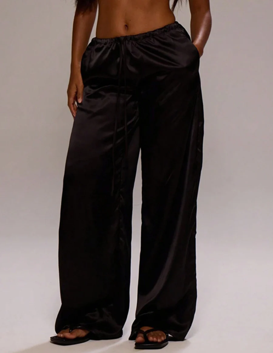 Damen Satin-Hose mit weitem Bein und elastischem Bund R&B - Image 9
