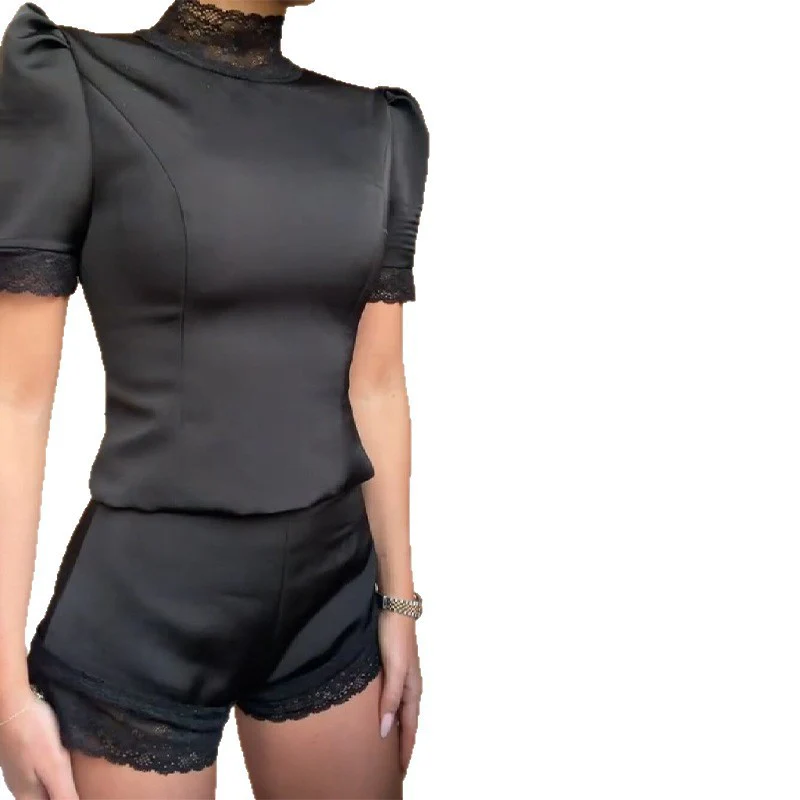 Damen Satin Schlafshorts mit Spitzenverzierung R&B - Image 5
