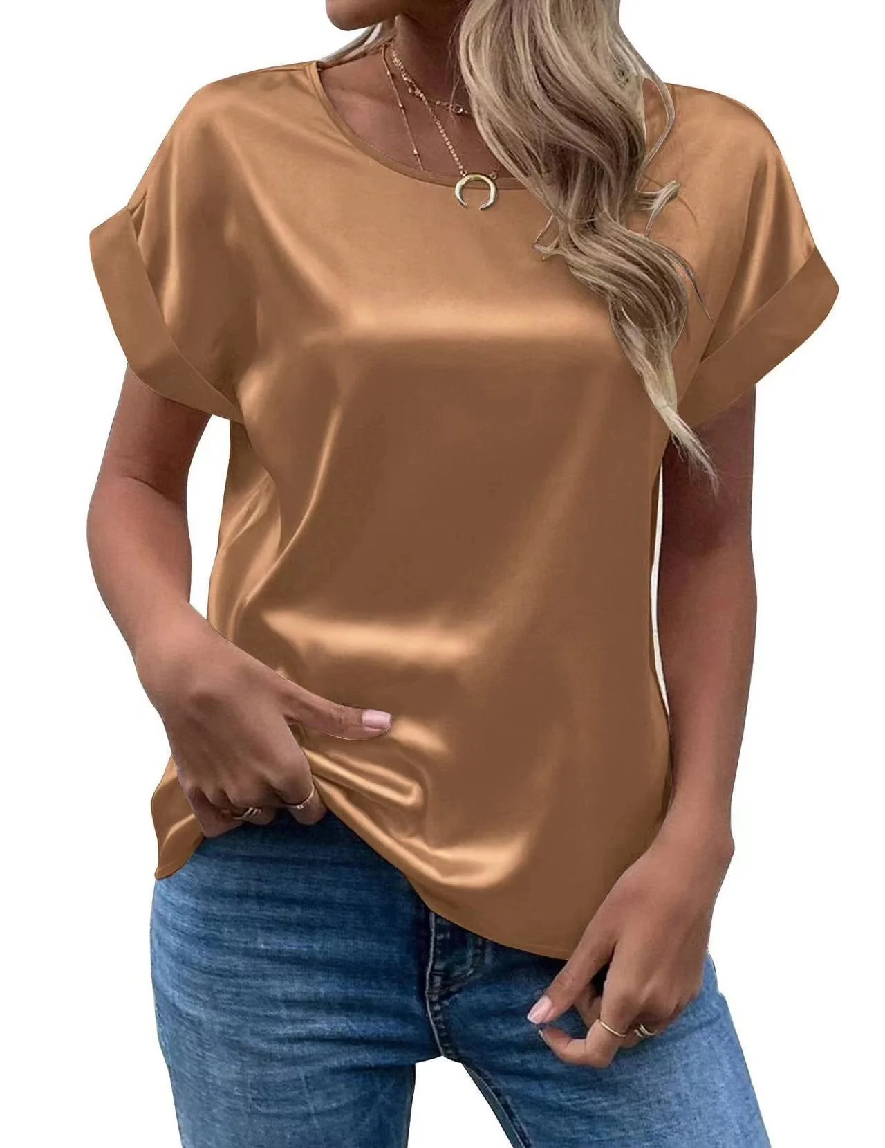 Damen Satin T-Shirt mit elegante Details R&B - Image 7
