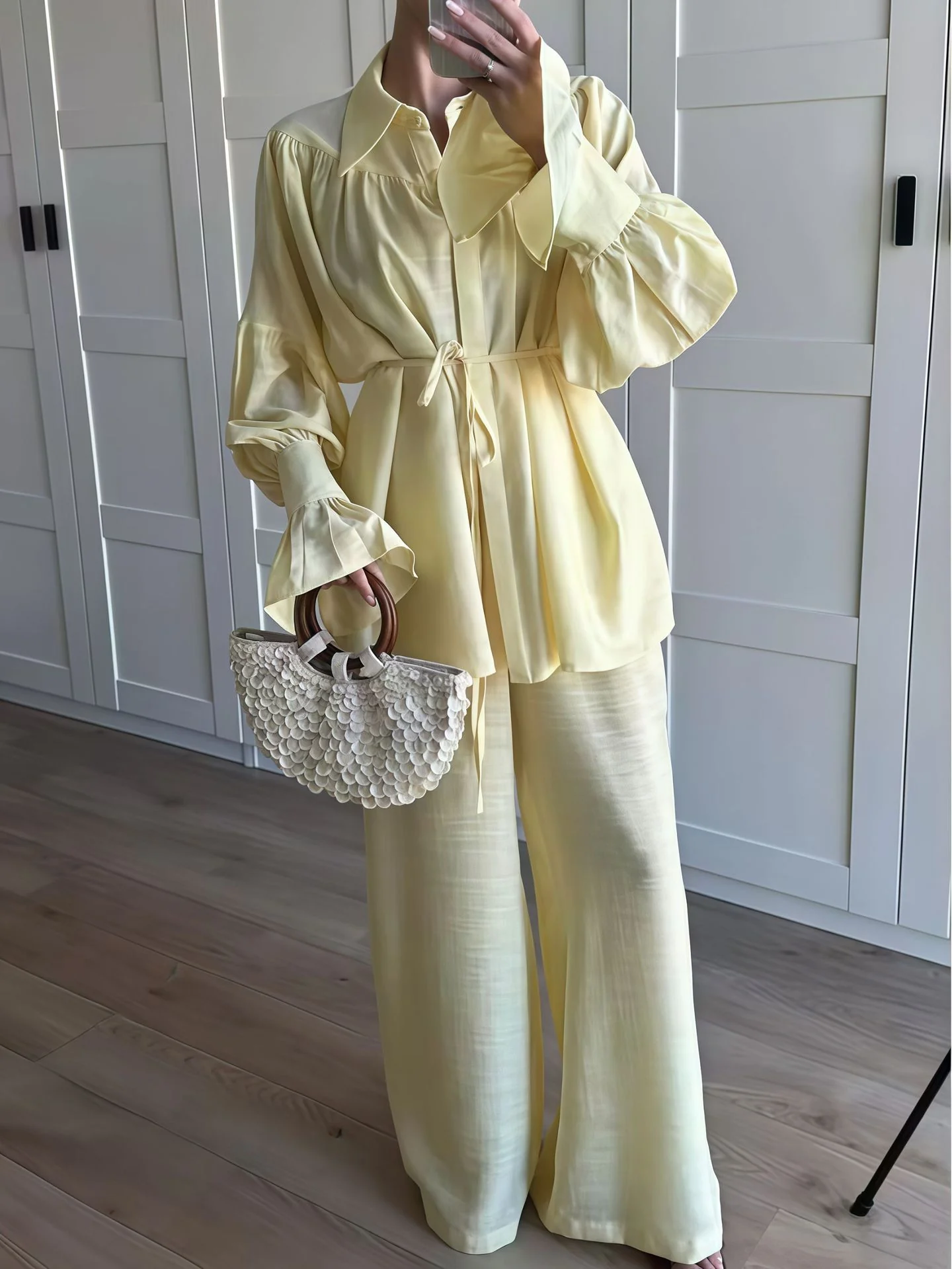 Damen Schicke Bluse und weite Hose im eleganten Look R&B - Image 2