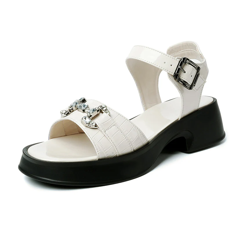Damen Schicke Sandalen mit funkelndem Schmuckdetails und komfortablem Blockabsatz R&B - Image 7