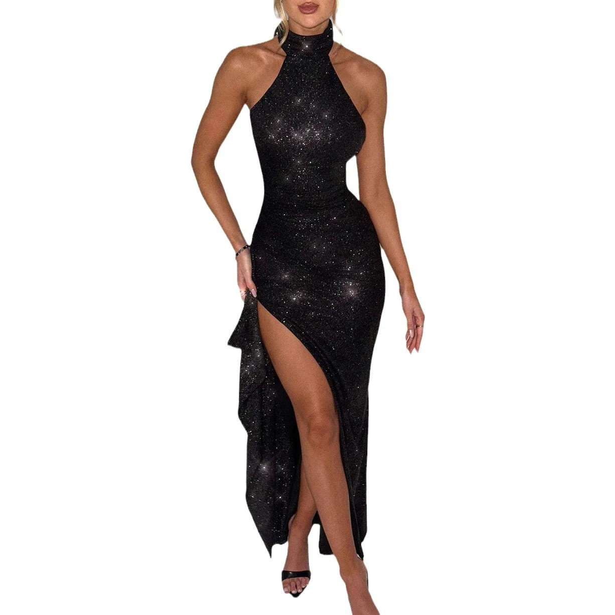 Damen Schickes Abendkleid im figurbetonten Schnitt mit hohem Schlitz und glamourösen Details R&B - Image 5