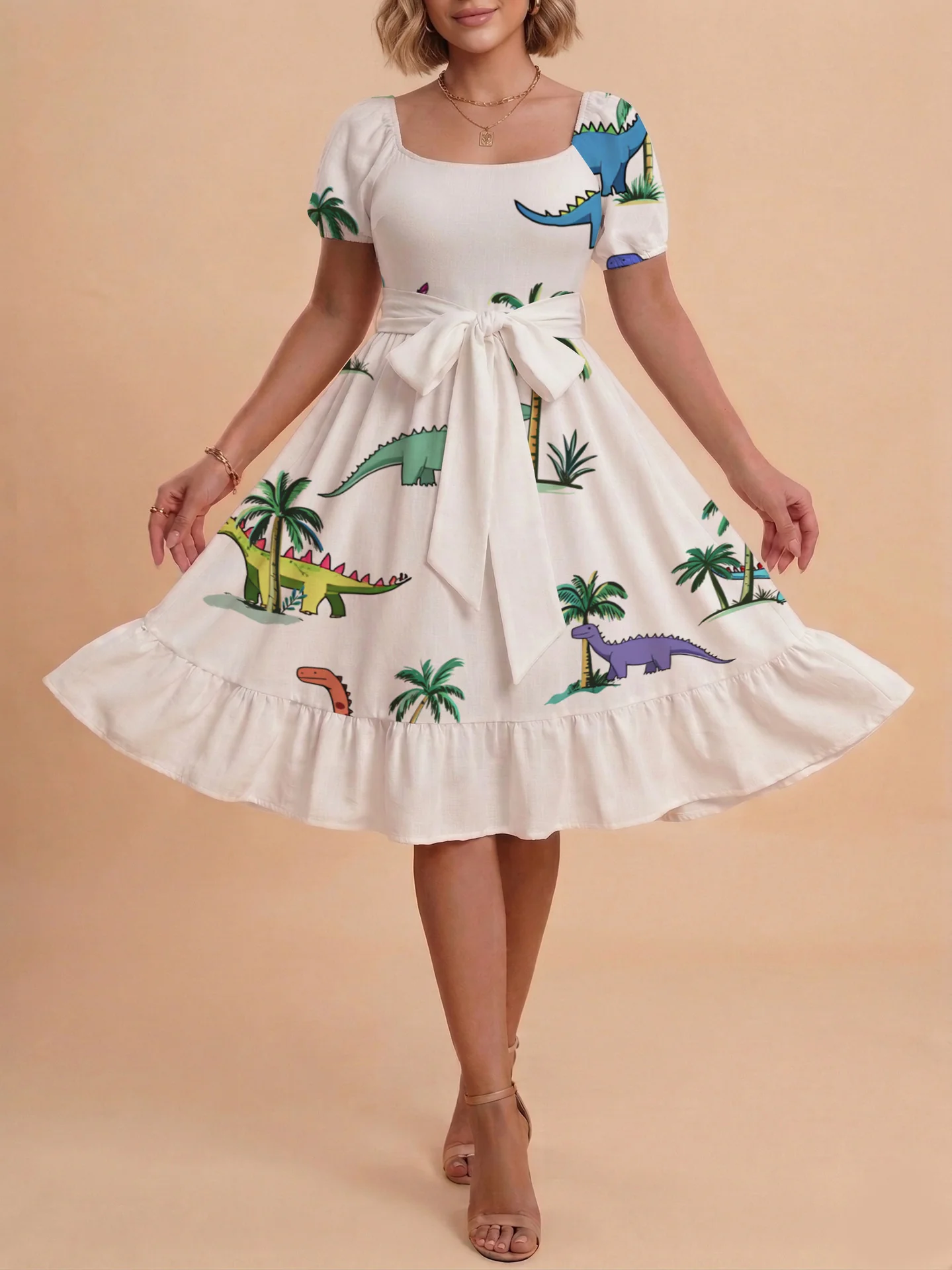 Damen schickes Glitzerkleid mit tailliertem Schnitt und Rüschensaum R&B - Image 36