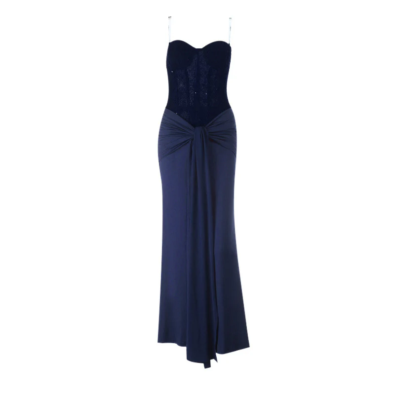Damen schickes Maxikleid mit elegantem Bustier-Oberteil und gerafftem Rock R&B - Image 9