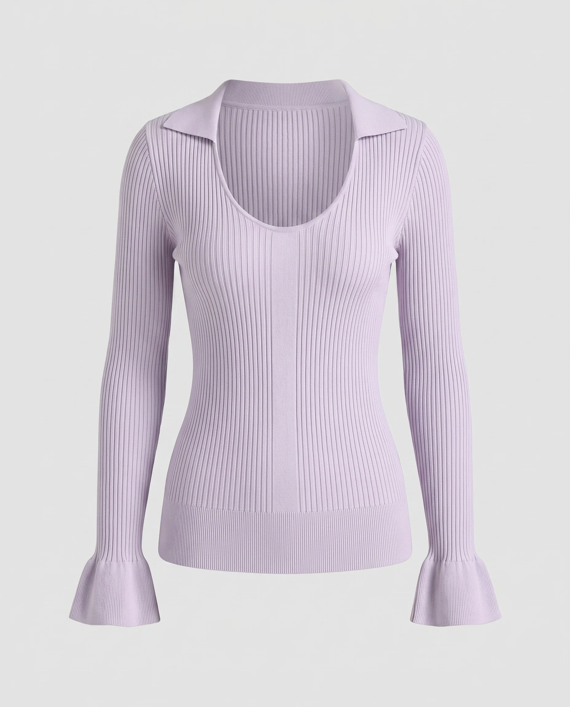 Damen schickes Strickoberteil mit fließendem Saum und eleganten Rüschenärmeln R&B - Image 2